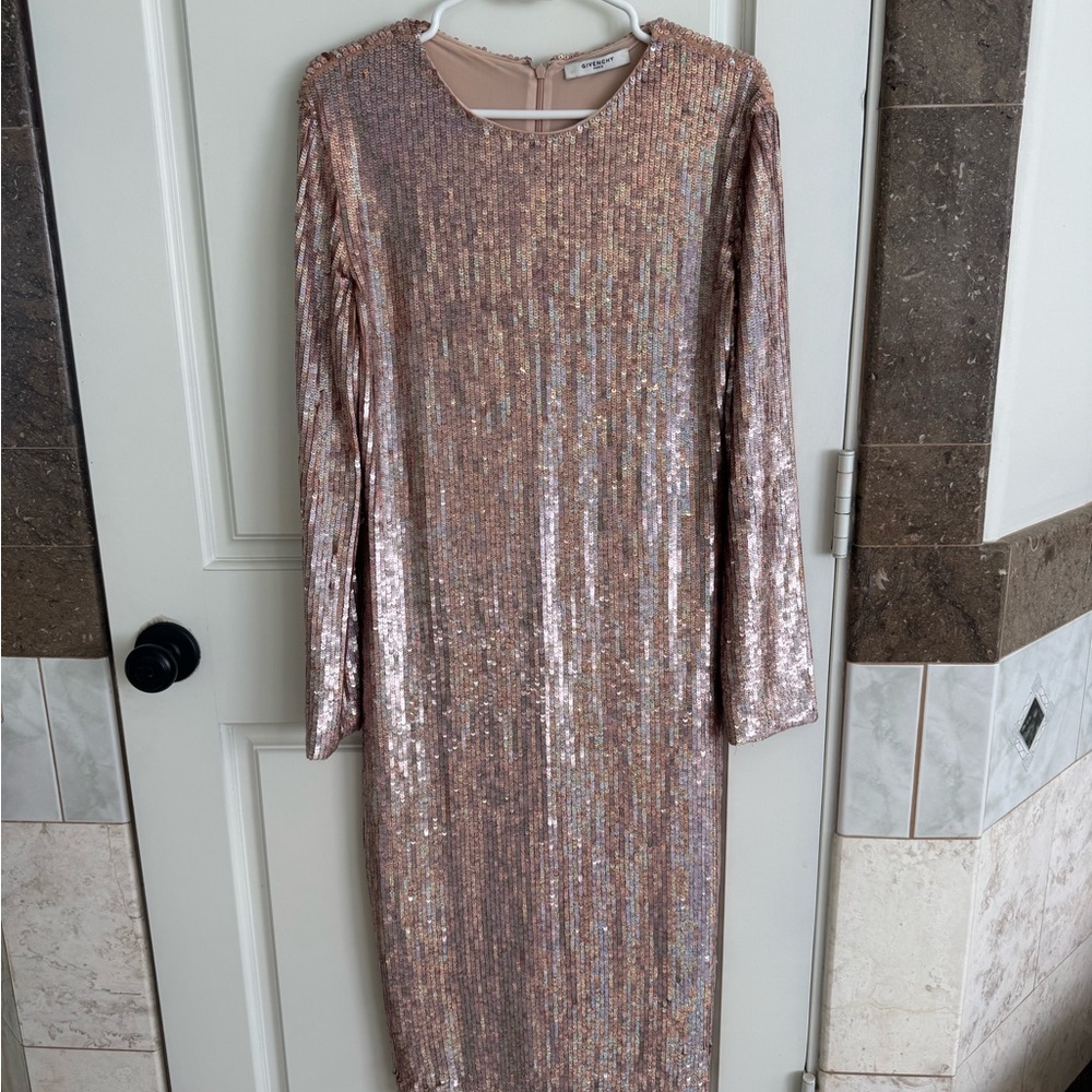 Givenchy pearlescent hologram sequin dress midi excellent condition size 12!
